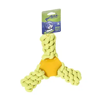 PetStar игрушка для собак КАНАТ ЗЕЛЕНЫЙ ТРЕУГОЛЬНЫЙ, TPR, полиэстер, хлопок