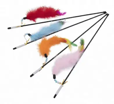 WOGY игрушка для кошек дразнилка "Хвостик" с пером и бусинами на палочке
